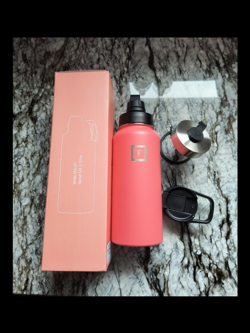 Iron Flask 32 OZ Stainless Steel Water Bottle Wide Mouth New Pink Peach BPA Free